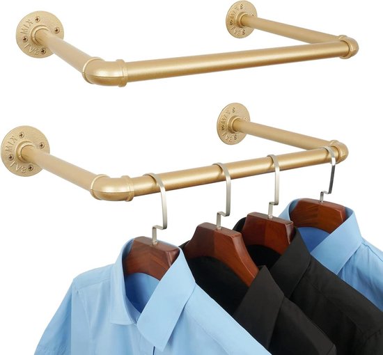Industriële pijp kleding bar rek, 92cm wandmontage afneembare retro metalen