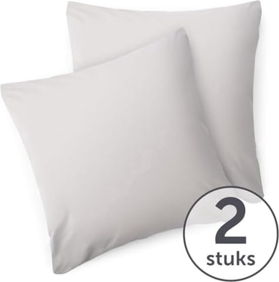 ATsense Set van 2 kussenslopen 40 x 60 cm, 100% gewassen katoen, kussensloop met ritssluiting, superzachte premium en gezellige kussensloop, grijs