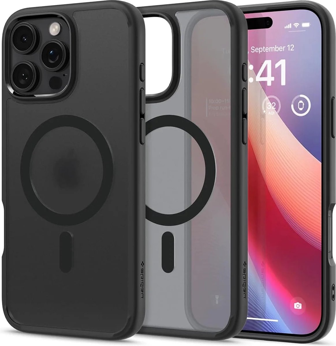 Spigen Geschikt voor Apple iPhone 16 Pro Max - Ultra Hybrid - Geschikt voor Mag - Back Cover Hoesje - Frosted Zwart