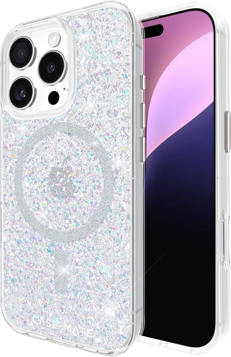Case-Mate Twinkle Disco Case geschikt voor iPhone 16 Pro - Hoesje compatible met MagSafe - Glinsterend Telefoonhoesje met 3 meter valbescherming
