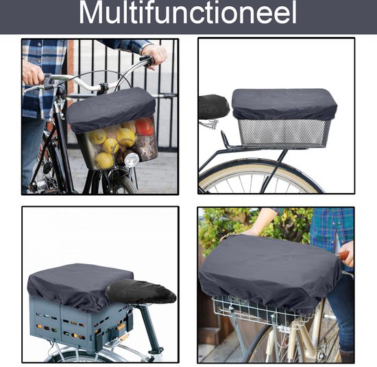 Purepeak Fietskrat Hoes - Krathoes Fietsmand - Afdekhoes Waterbestendig - Crate Cover - 35x45cm - Grijs — afbeelding 3