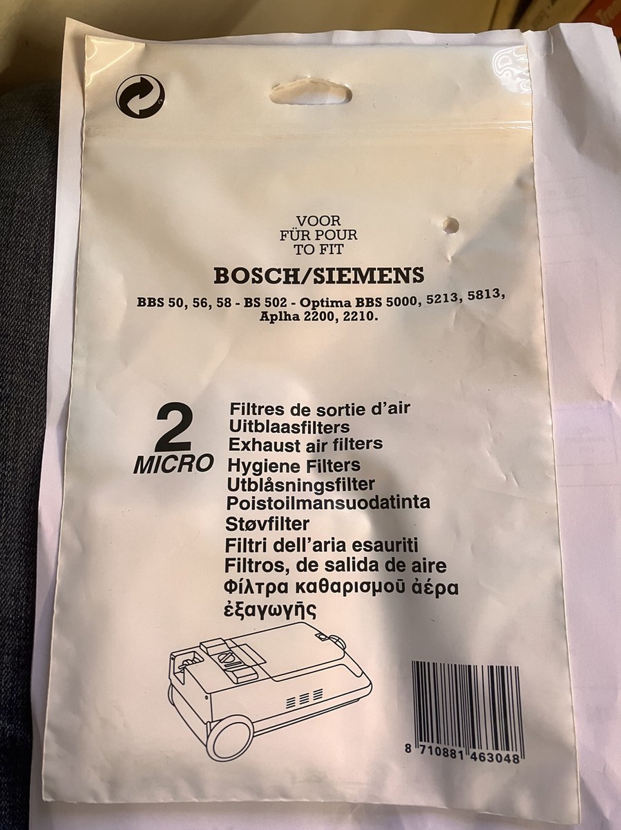 Universele Bosch / Siemens Motor filter setje 2st, BBS50, Optima, Alpha 20