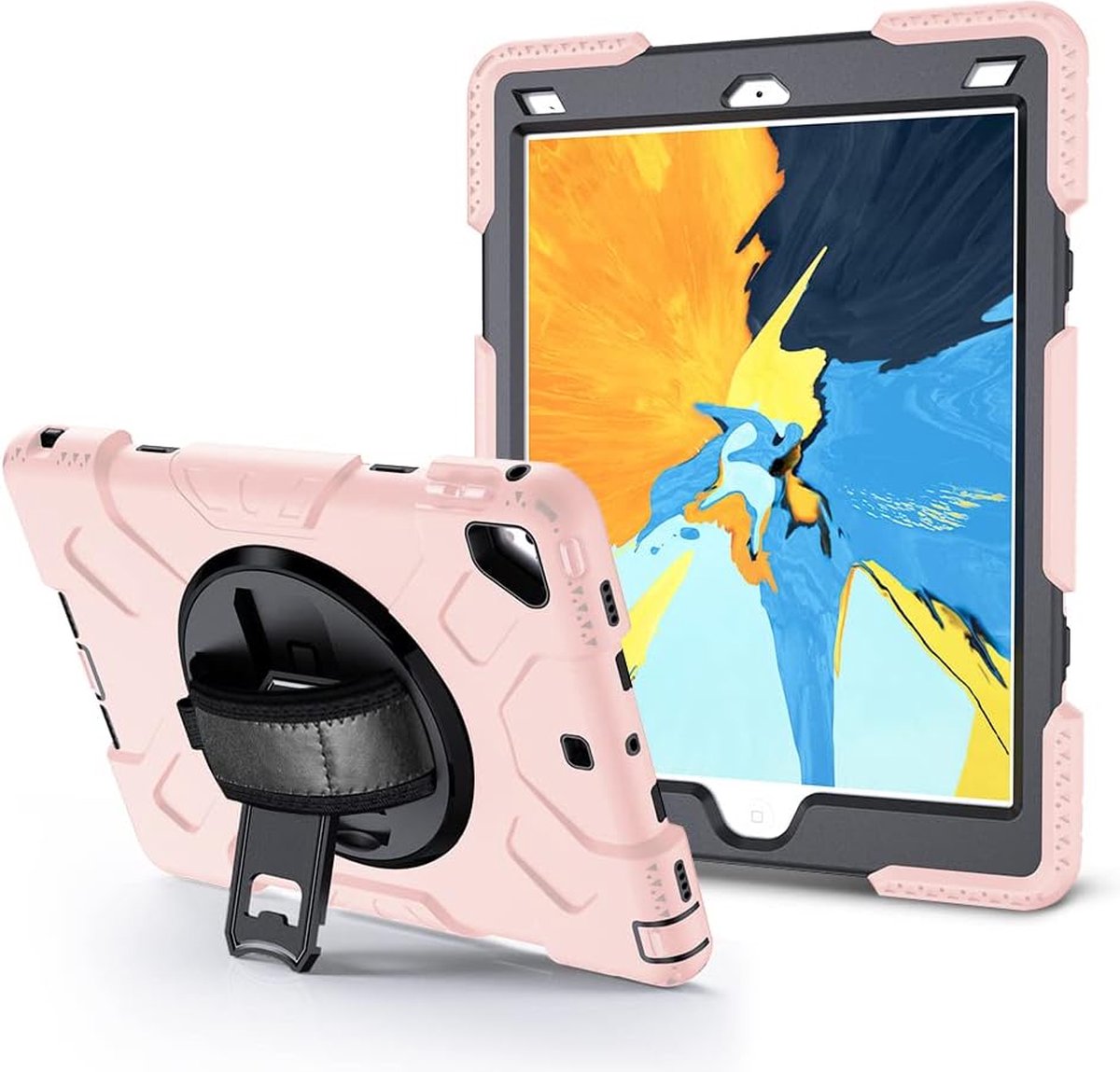 Bescherm ipad hoesje voor iPad 6/Air2 9,7 inch met 360 graden draaibare houder hand/schouderriem, anti-val, gemakkelijk te dragen, beschermhoes voor ipad