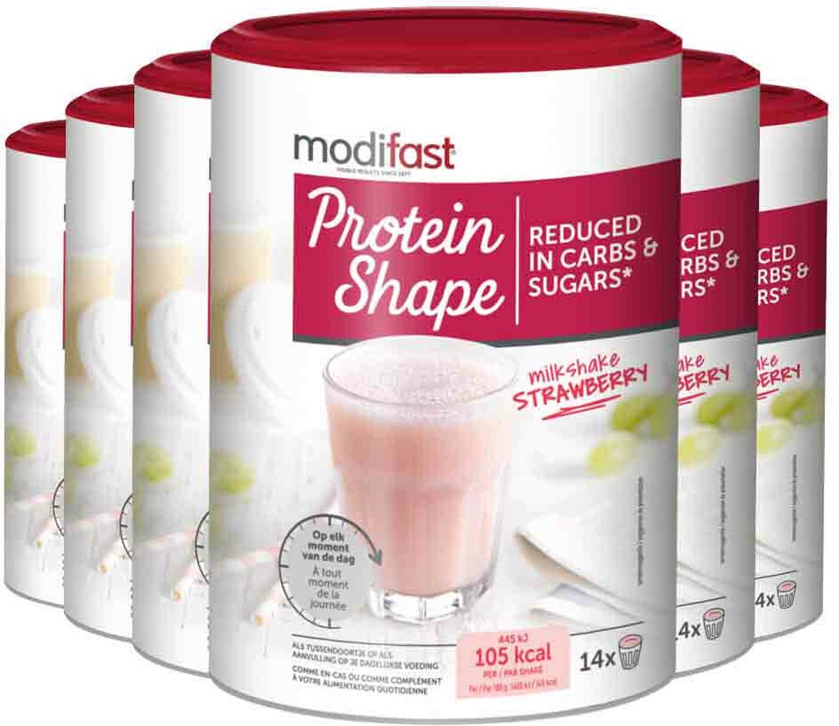 Goedkoopste Modifast Protein Shape Milkshake Aardbei - 6 x 420 gr - Voordeelverpakking