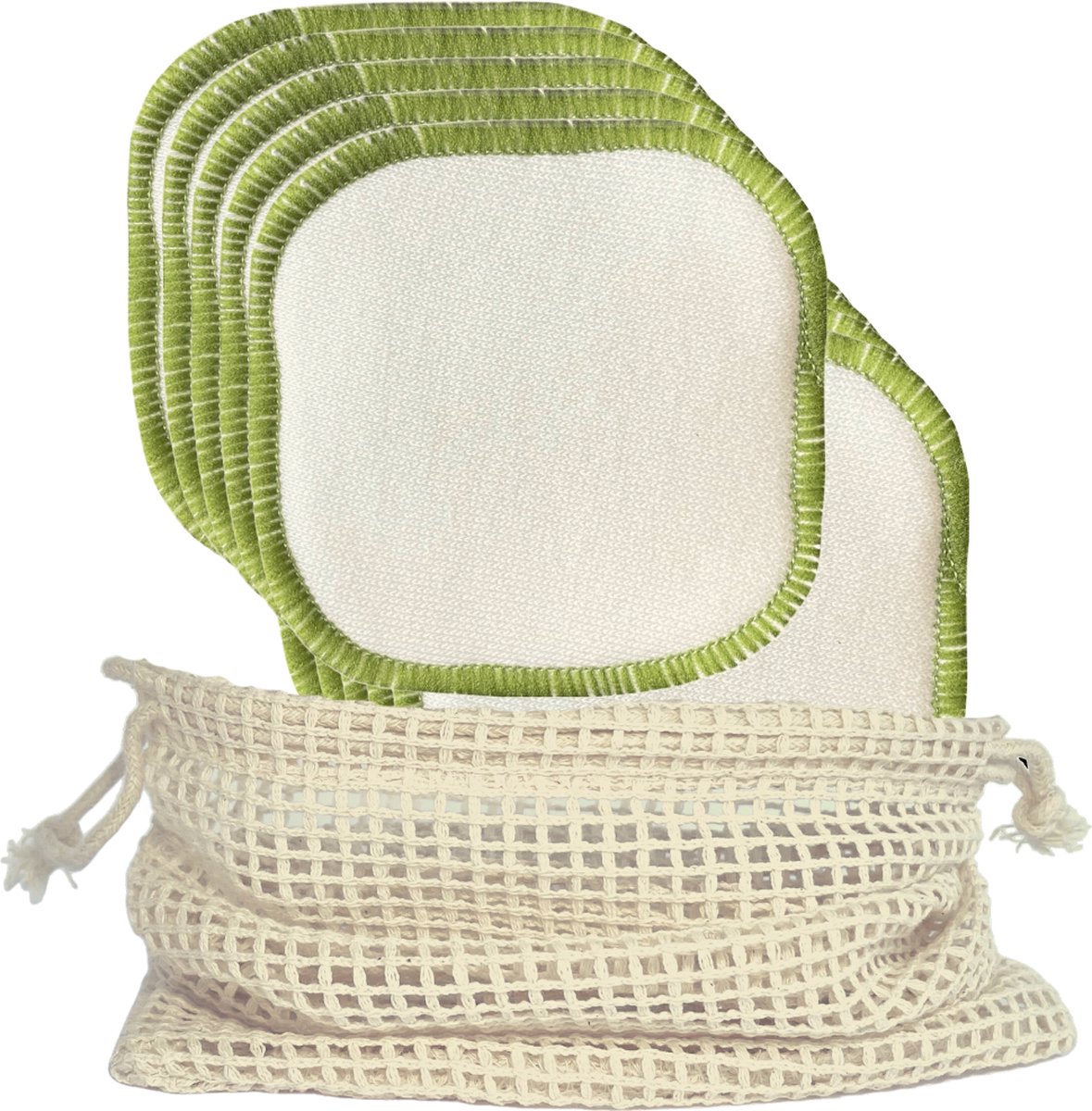 green-goose® Herbruikbare Wattenschijfjes - 10 Stuks - Herbruikbare Make-up remover pads - Zacht 3-laags Bamboe Biokatoen - Met Biokatoenen Waszak - duurzaam en milieuvriendelijk