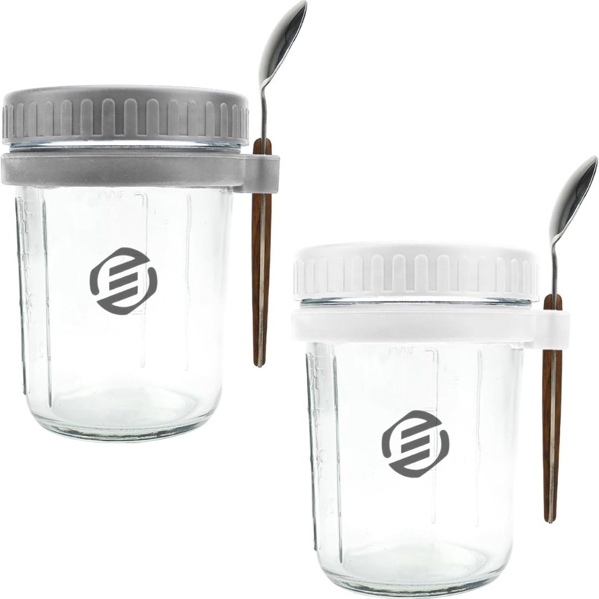 Equivera Overnight Oats Potjes - Muesli Beker - Mason Jar - Havermout - Set - Must have voor jouw ontbijt