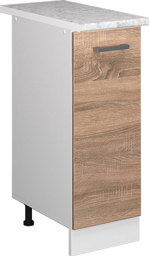 Vicco Élément bas universel R- Line, Sonoma/ Wit, 30 cm avec porte, avec plan de travail