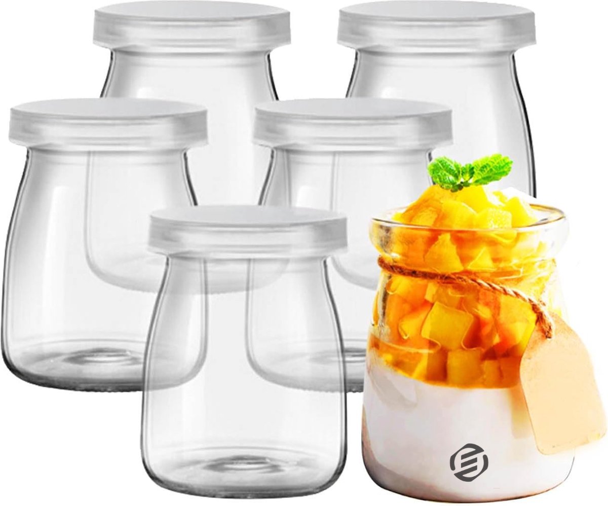 Equivera Overnight Oats Potjes - Muesli Beker - Mason Jar - Havermout - Set - Must have voor jouw ontbijt