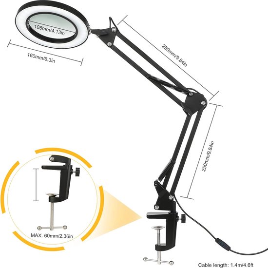 Staande loep 10X leesloep met LED-verlichting inklapbaar tafelloep