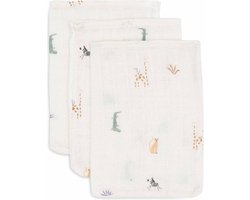 Jollein - Baby Hydrofiel Washandje - Katoen - 3 Stuks - Jungle Jambo - Baby Washand, Hydrofiele Washandjes -15x20cm