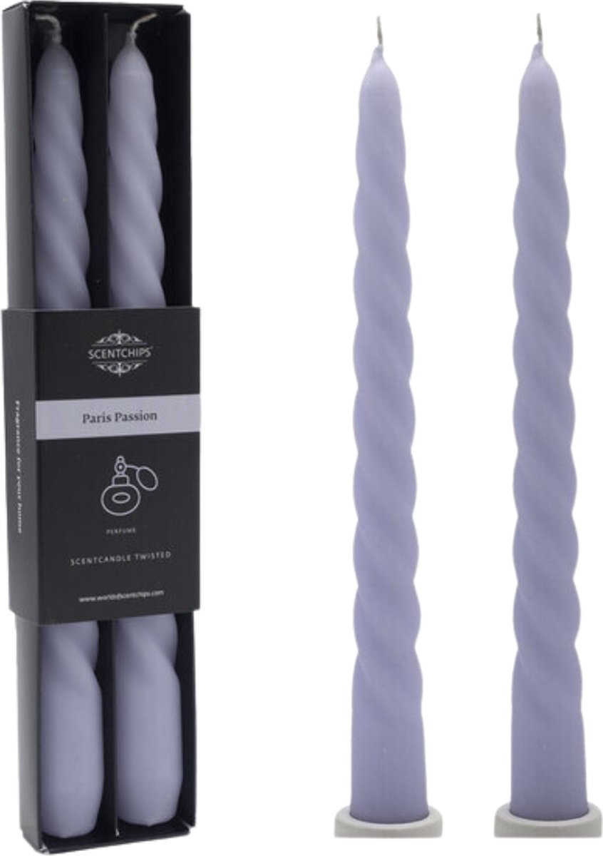 Scentchips Paris Passion Gedraaide Geurkaarsen - Swirl Geurkaars - Geurkaarsen Geschenkset - Geur Kaars - 20 Branduren - 2 Stuks
