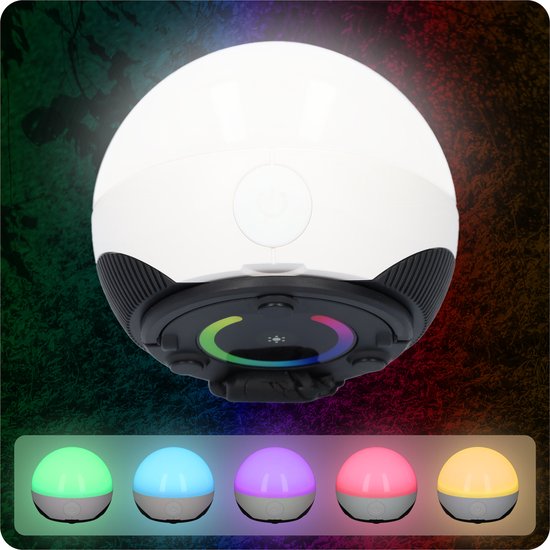 Lampe de camping - Lampe de camping avec aimant - Lampe de tente USB-C rechargeable - Couleur et luminosité réglables - Lampe de camping - Avec couleurs RVB - Peut émettre un signal SOS en code Morse !