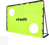 VirtuFit Voetbaldoel - Voetbal Goal - 120 x 80 cm - Groen - Incl. grondankers - Doelwand met 2 schietgaten - Voetbaldoel met gatendoek - Snelle montage