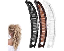 Bananenklem - Haarclips Premium - 3 Stuks - Haarklem - Haarclip - Haarklemmen Dames - Groot - Haarspeld - Veelzijdig - Niet Gemakkelijk Te Breken - Mode & Eenvoudig - Nude Haarclips - Kerst Cadeau - Deals