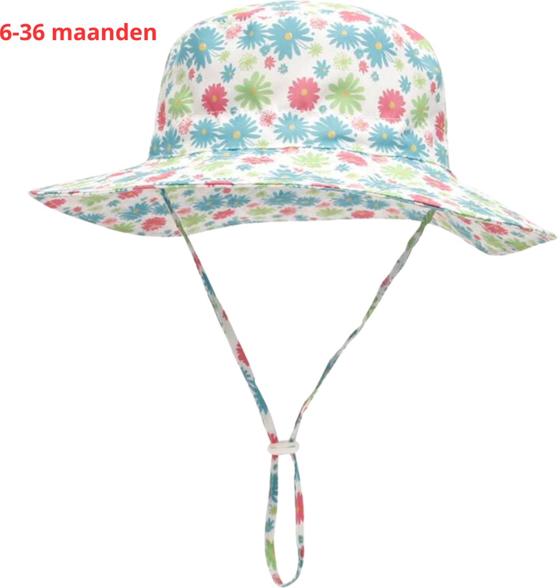 Bovista Zonnehoed - Reishoed - UV Beschermende Hoed - Bucket Hat - Festival - Pet - Hoedje Voor Baby - Hoofdbescherming - Blauwe Bloemen - 3-36 Maanden