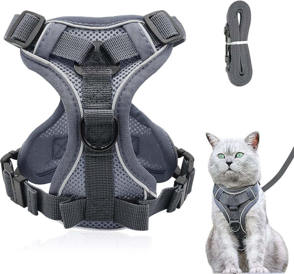 Bol.com Lexium Kattenharnas - Kattentuigje met looplijn - Katten harnas - Kattenharnas met leiband - Kattenharnas met looplijn -... aanbieding