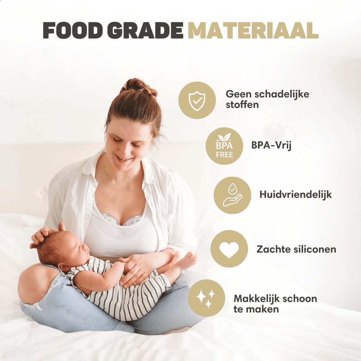 Vulpes Goods® BabyCare - Elektrische Draadloze Borstkolf - Handsfree & Draagbaar – BPA-Vrij - Incl. 30 moedermelk bewaarzakjes, Borstvoeding informatie, Reistas & Borstschildverkleiners - PRO versie thumbnail 6