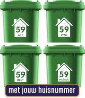 Kliko stickers huisjes met tekst set 4 stuks - 4 stuks - Voordeelset - 15x17cm Container sticker - Cijfer sticker - Huisnummer - Wit