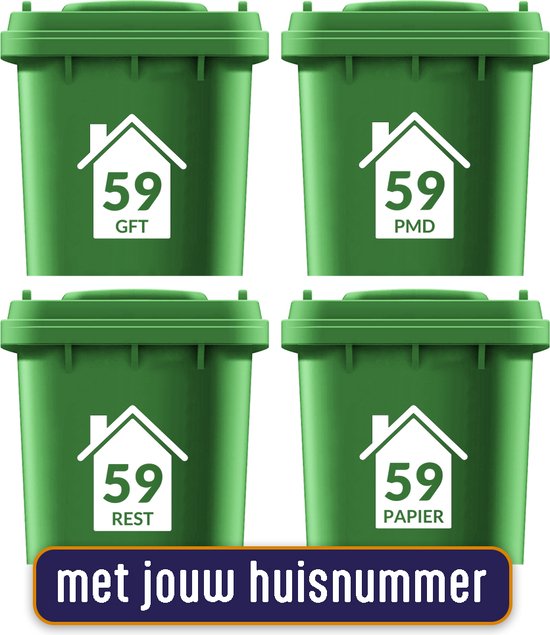 Foto: Kliko stickers huisjes met tekst set 4 stuks 4 stuks voordeelset 15x17cm container sticker cijfer sticker huisnummer wit