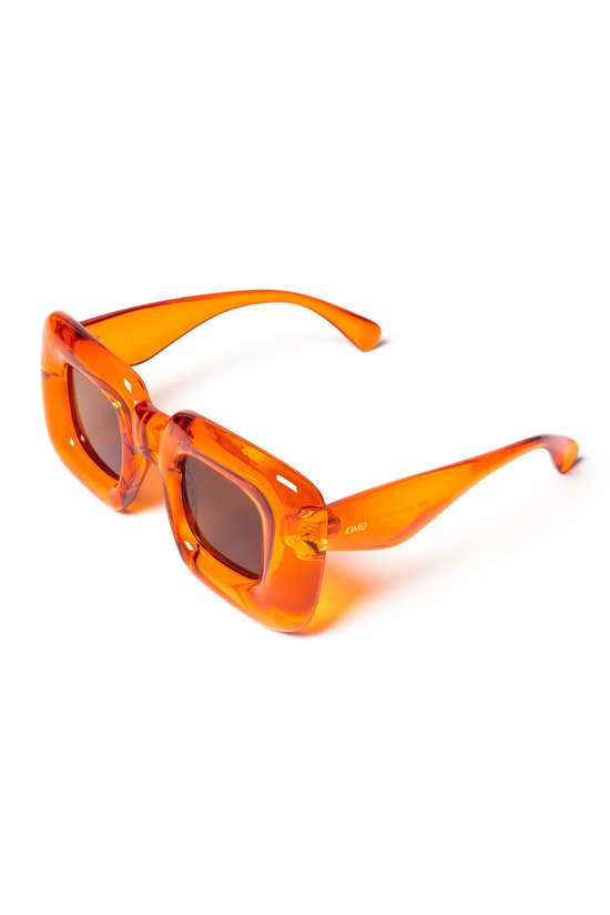 KIMU Retro Zonnebril Oversized - Dik Oranje Montuur - Zwarte Glazen - Dikke Rand Vintage Oversized Groot XL XXL Breed Bold Volume Big Large Thick Festival van KIMU — afbeelding 2