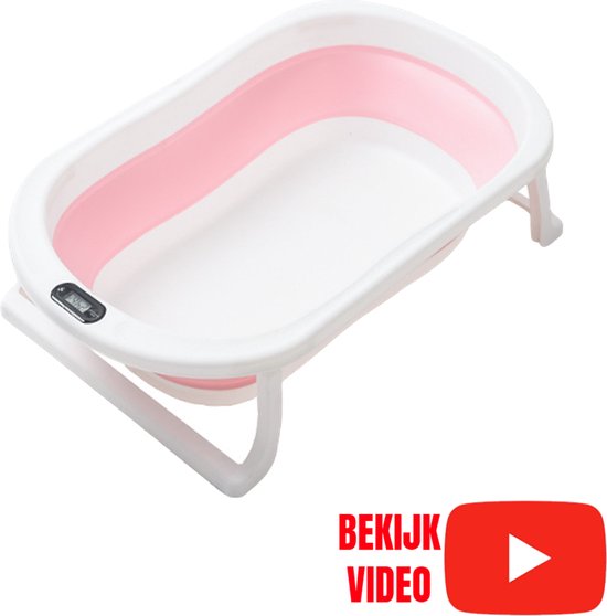 Allernieuwste.nl® Opvouwbaar Opklapbaar BabyBad met Thermometer Badkussen en Standaard - Kinderbadje Babybadje Kleur Rose van Merkloos — afbeelding 5