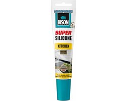 Bison Super Silicone Kitchen transparant tube 150 ml, siliconenkit, keuken, voegen, hygiënisch, slijtvast, temperatuurbestendig van -50°C tot +120°C, makkelijk in gebruik