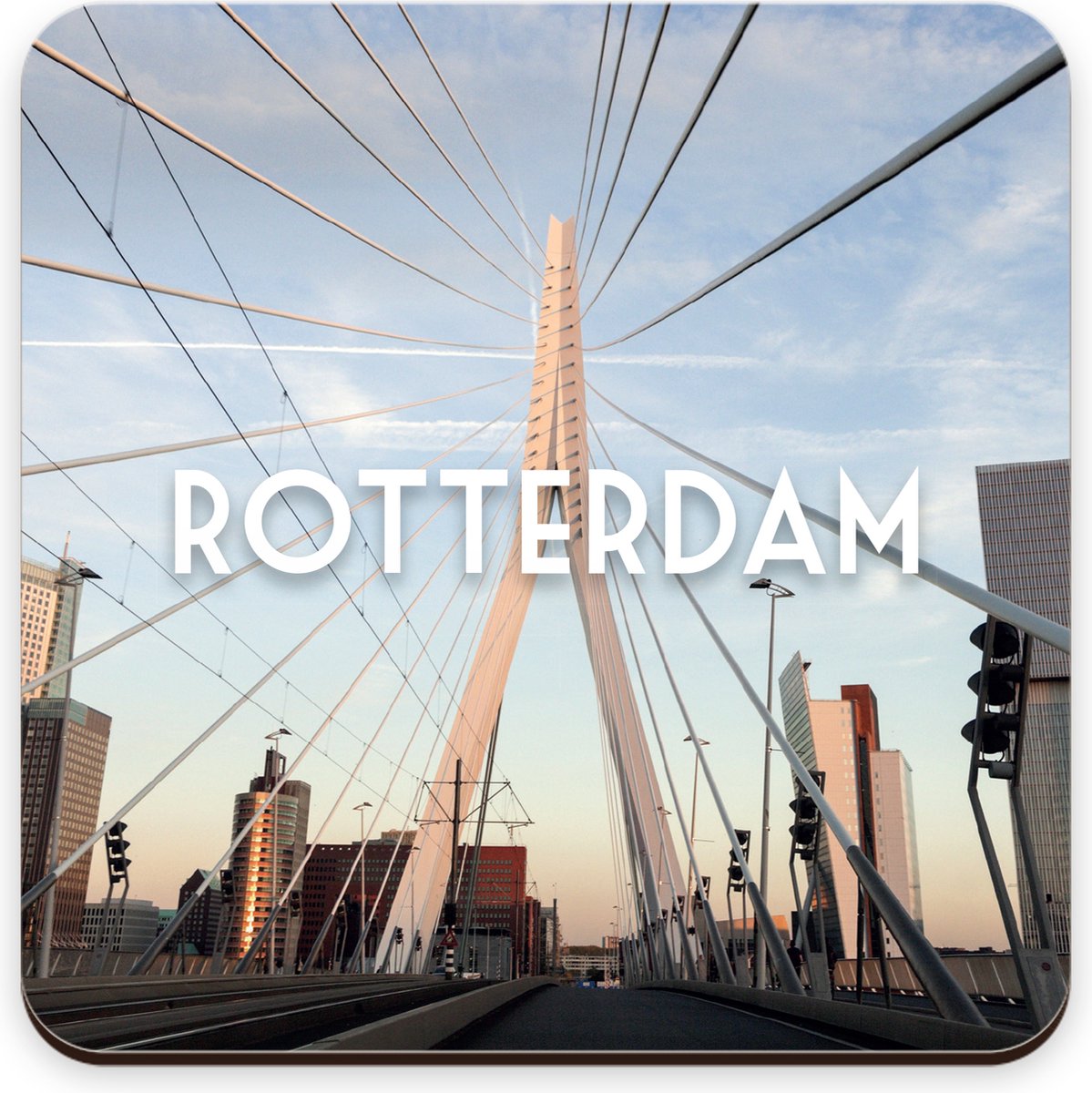Onderzetters skyline Rotterdam set van 2, Onderzetter, Onderzetter 10x10 cm, Rotterdam