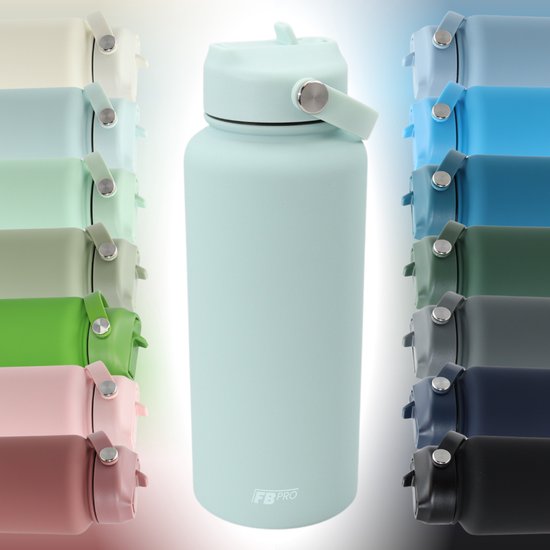 Geïsoleerde Roestvrij Stalen Waterfles 1800 Ml Met Rietjesdeksels Voor Koude En Warme Dranken