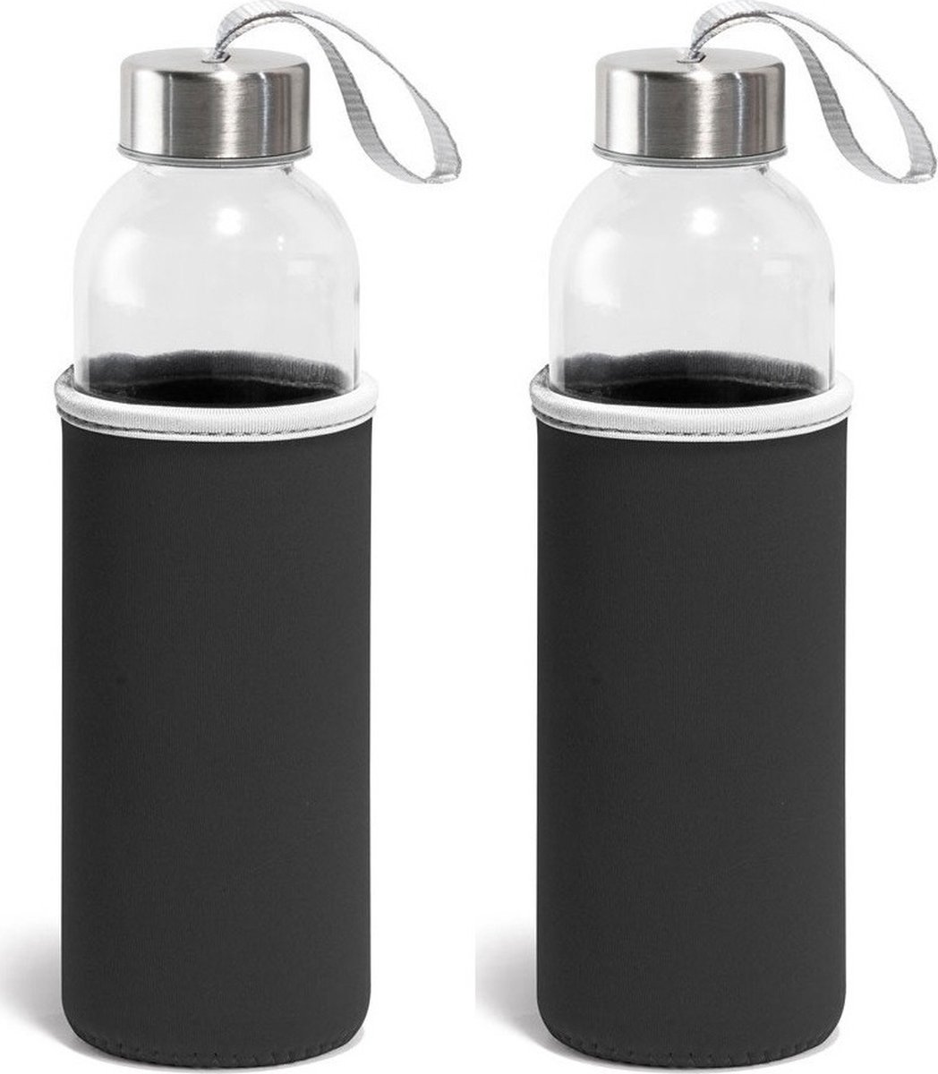 Drinkfles met soft shell hoes - 520ml - Glas - 2 stuks