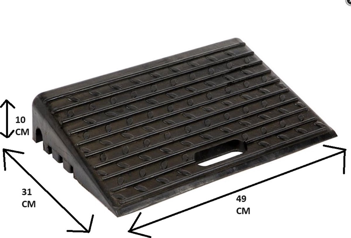 Goedkoopste Rubberen oprijhelling met antislip - 49 x31 x 10 cm - drempelhulp