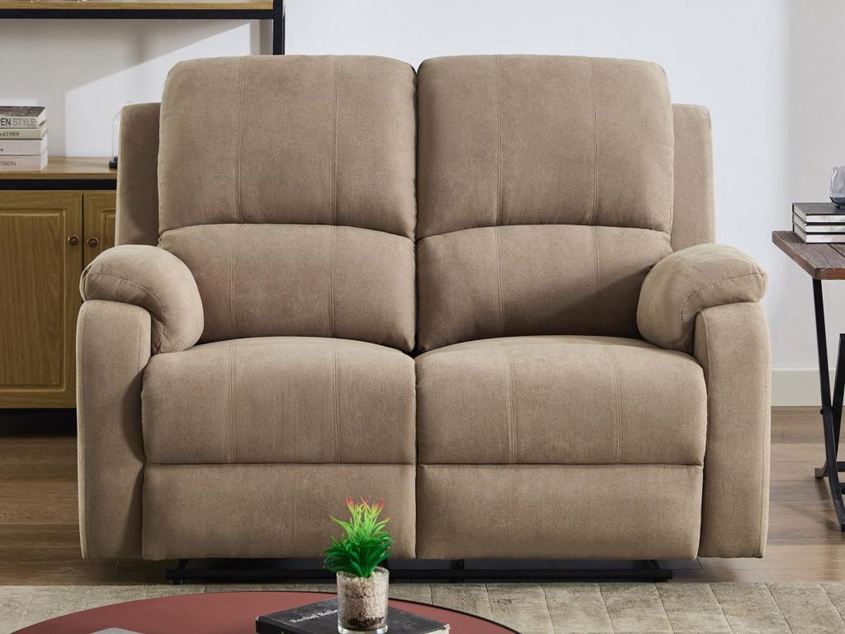 Vente-unique Relax-zitbank 2 personen in taupe microvezel BRODY