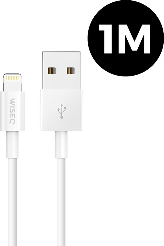 WiseQ Geschikt voor iPhone Kabel - 1 Meter - USB Kabel Bijzonder geschikt voor Lightning Oplaadkabel iPhone 14 / iPhone 13 / iPhone 12 - Wit