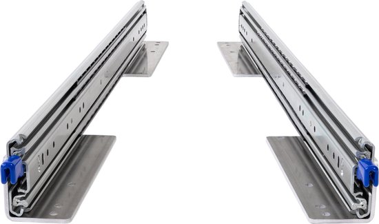 BRASOM Glissières de tiroir avec montage inférieur - 2 pièces - 1500 mm - 60 pouces - Capacité de charge 250 kg - Système de guidage de tiroir - Roulements à billes - Avec serrure