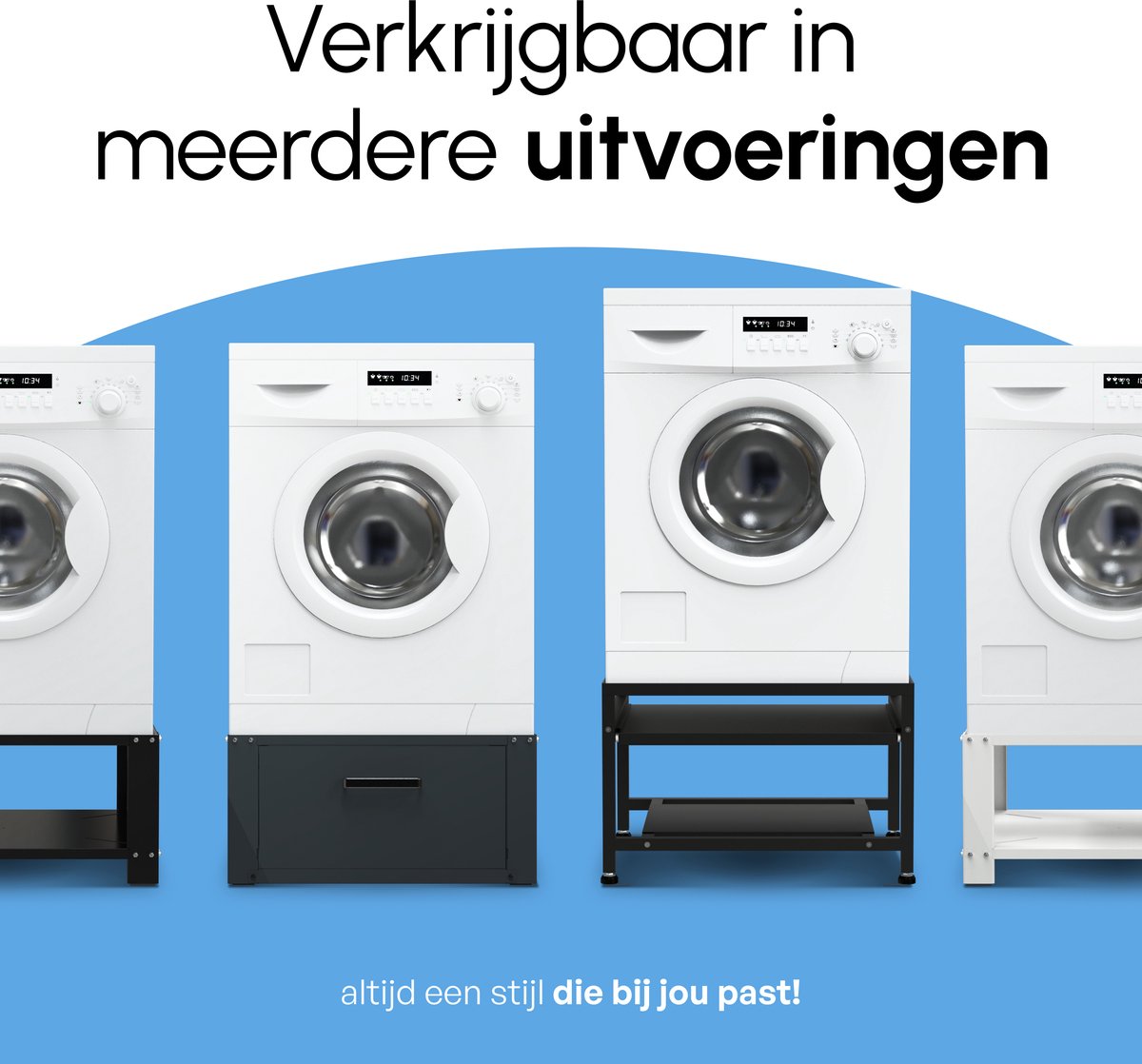 Bodo® - Wasmachine Verhoger - Kast - Ombouw met Lade - Zwart - 63x54x31cm — afbeelding 2