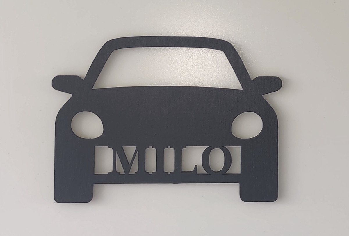 Gepersonaliseerd Houten Auto Naambordje – Voeg Snelheid toe aan de Kinderkamer! - zwart - 15x20cm