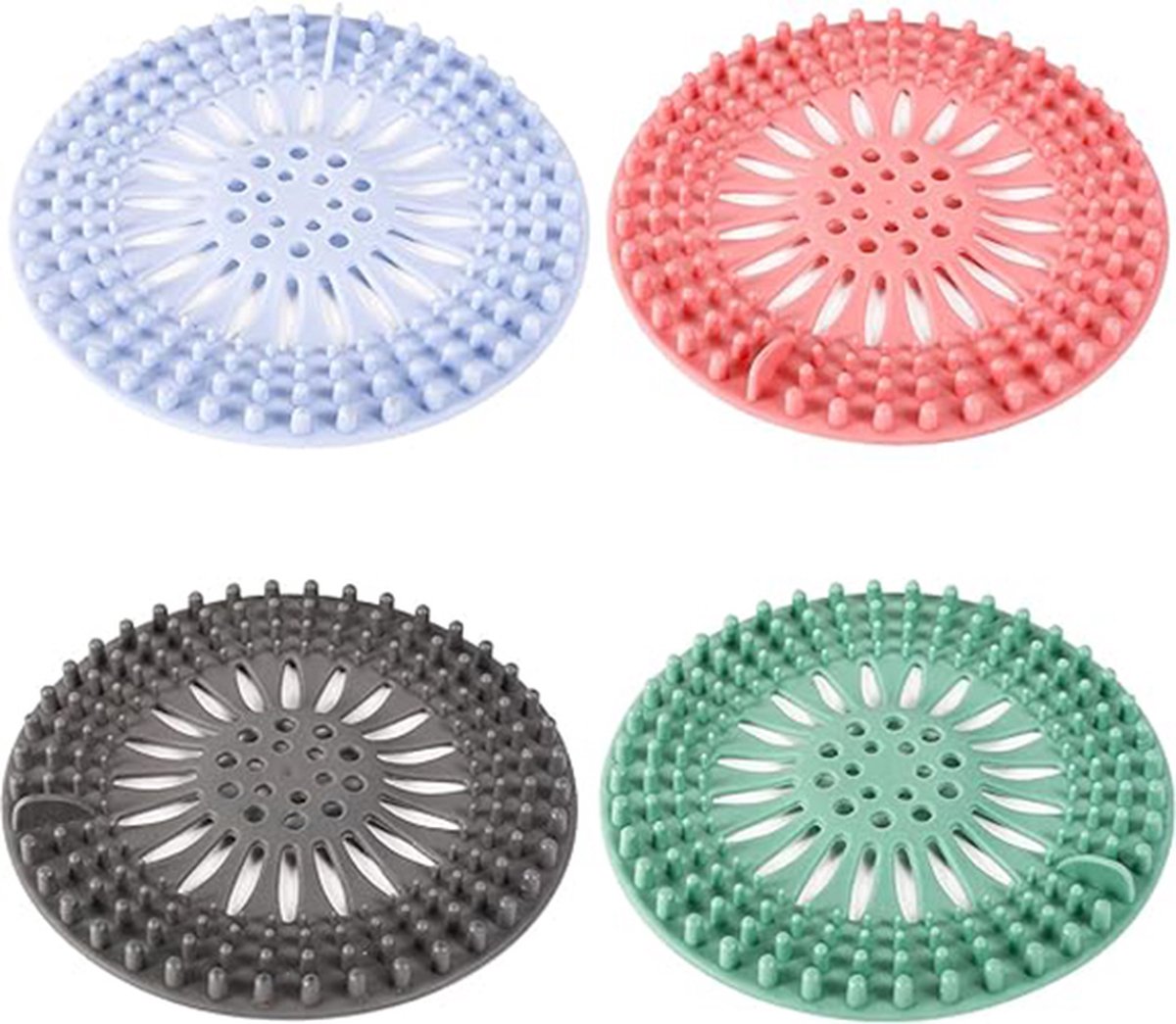 Goedkoopste 4 stuks gootsteen zeef-Afvoerzeef-Douche-Siliconen haarzeef-Voor badkamer, badkuip en keuken-13.5cm - Silicone afvoerstop - Gootsteen zeef - Afvoerzeef - Universele Haarfilter