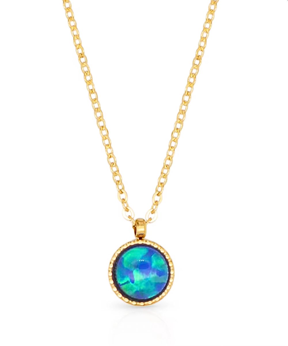 Ketting Dames Semyco - Halsketting met Blauw Opaal - Goudkleurig Collier 45 cm - Spiritueel - Cadeau Vriendin Mama Verjaardag Moederdag - Firestar