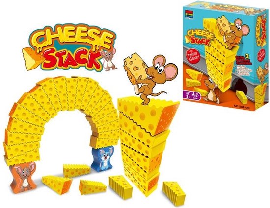 Kaas & Muis Balans Spel - Balans Spel - Stapel de Kaas Blokjes en Test Je Evenwicht - Gezelschapsspel voor de hele familie