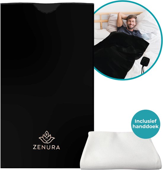 Zenura Infrarood Deken PRO – Wellness & Ontspanning – Infraroodtherapie - Saunadeken - Warmtedeken – Elektrische Deken met Opbergtas – 35 tot 85º – Premium Leer – Inclusief Inleghandoek