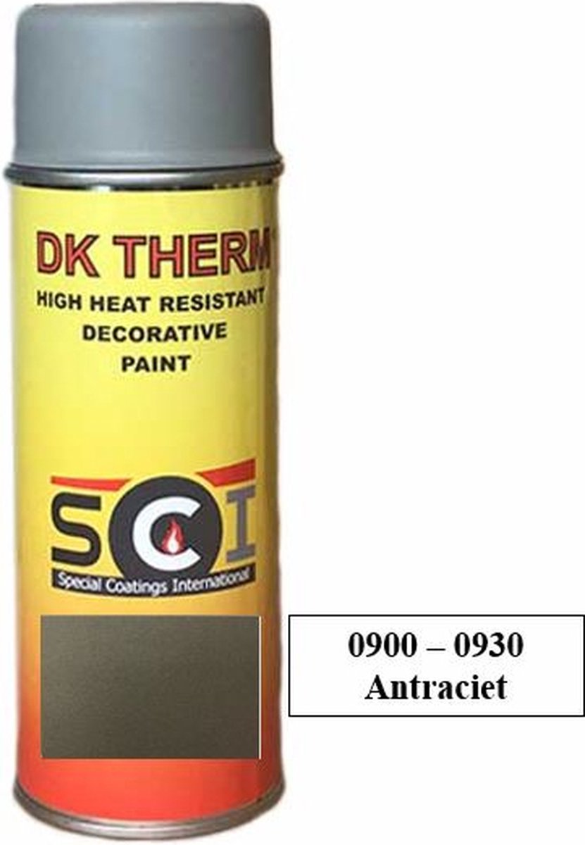 DK Therm Hittebestendige Verf Serie 900 - Spuitbus 400 ml - Bestendig tot 650°C - Type 930 - Antraciet - Prijs per stuk