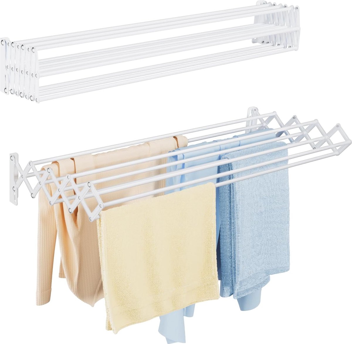 Goedkoopste Uittrekbaar Muur Wasrek - 80 cm - Geschikt voor Binnen & Buiten - Wasruimte, Badkamer, Balkon - Ruimtebesparend Droogrek