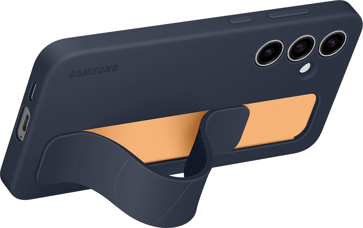 Samsung Standing Grip Case - Geschikt voor Samsung Galaxy S24 FE - Blauw Zwart