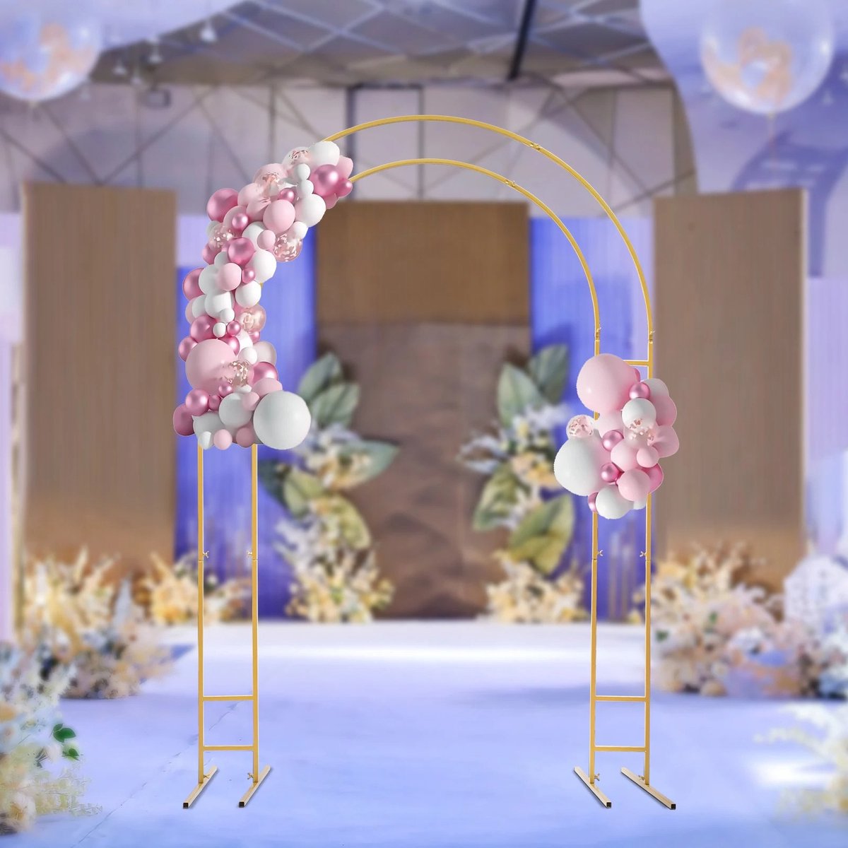 Bruiloft boog gouden vierkante buis 1,5 m bloem set decoratieve metalen ballon ring bloem boog bruiloft stand achtergrond voor feest ceremonie evenement decoratie