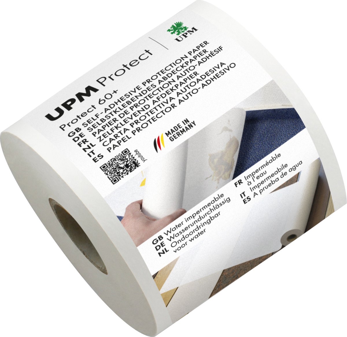 UPM afdekpapier - zelfklevend P60+ - 7,5 cm x 50 m - wit - IN-P6007550-KW