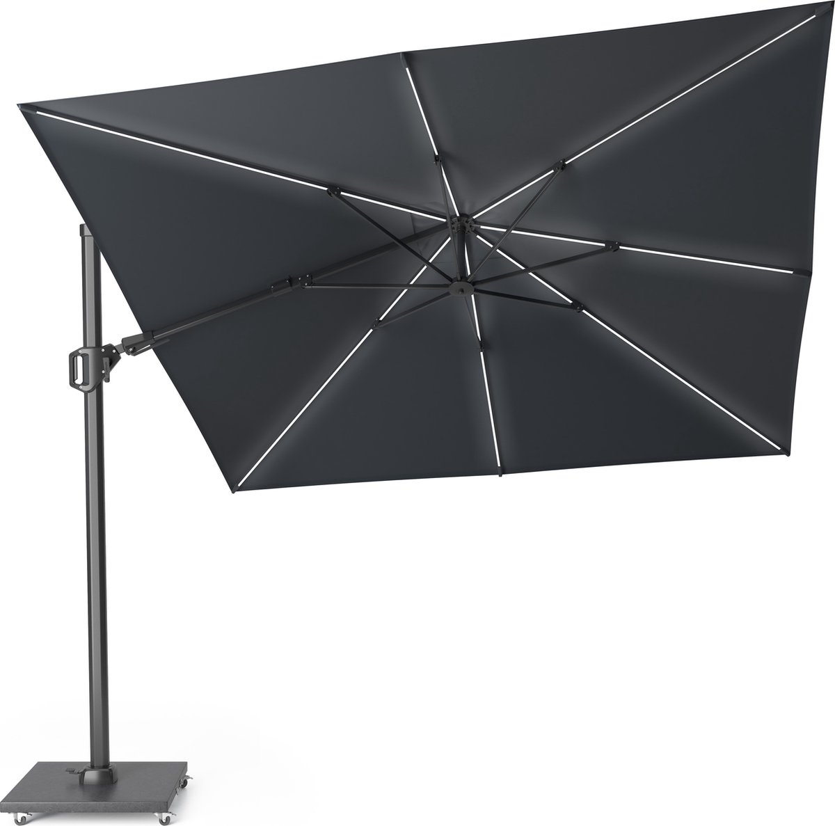 Platinum | Zweefparasol Challenger T² Glow 300 x 300 cm | Antraciet