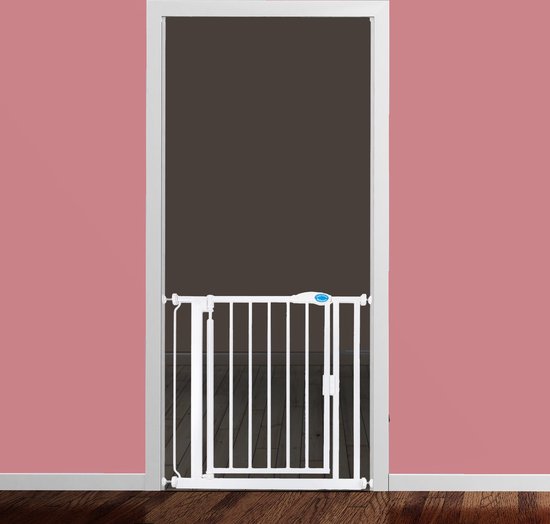 Bettacare Barrière Animaux domestiques à fermeture automatique, 75 cm - 82 cm, Wit, Barrière d'escalier à pousser pour chien et Puppy, Barrière de sécurité pour Portes, couloirs et zones