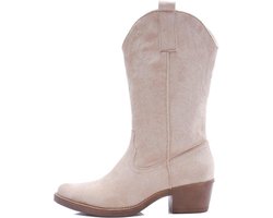Smile Favorites® Dames Cowboylaarzen met Hak - Beige - Suedine - Maat 41 -
