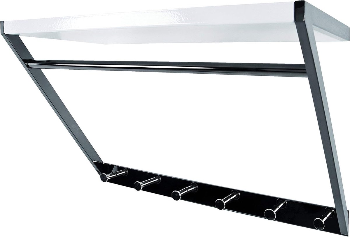 Goodivery ® Stijlvolle Wandgemonteerde Kapstok met Extra Plank en Kledingrail in Drie Kleuren