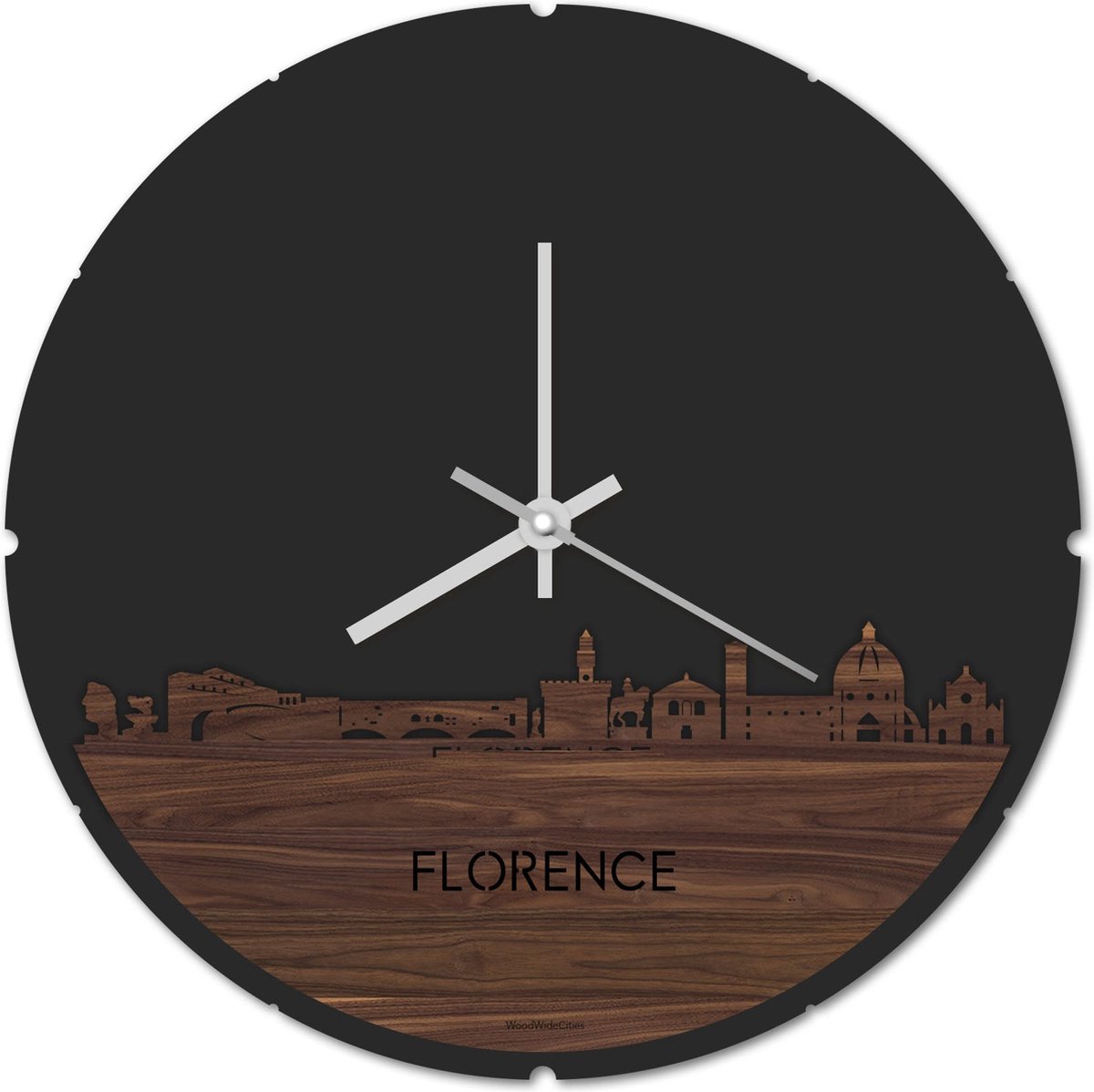 Skyline Klok Rond Florence Notenhout - Ø 44 cm - Stil uurwerk - Wanddecoratie - Meer stede