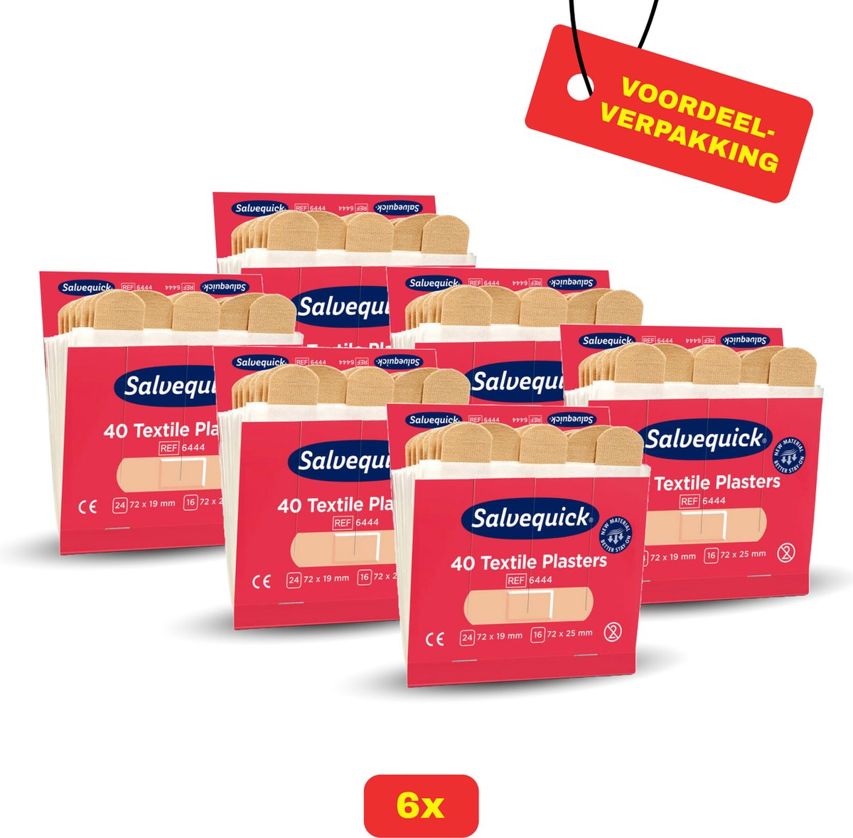 Goedkoopste 6 x Salvequick Pleisters 40 Textile (6444) - Voordeelverpakking!